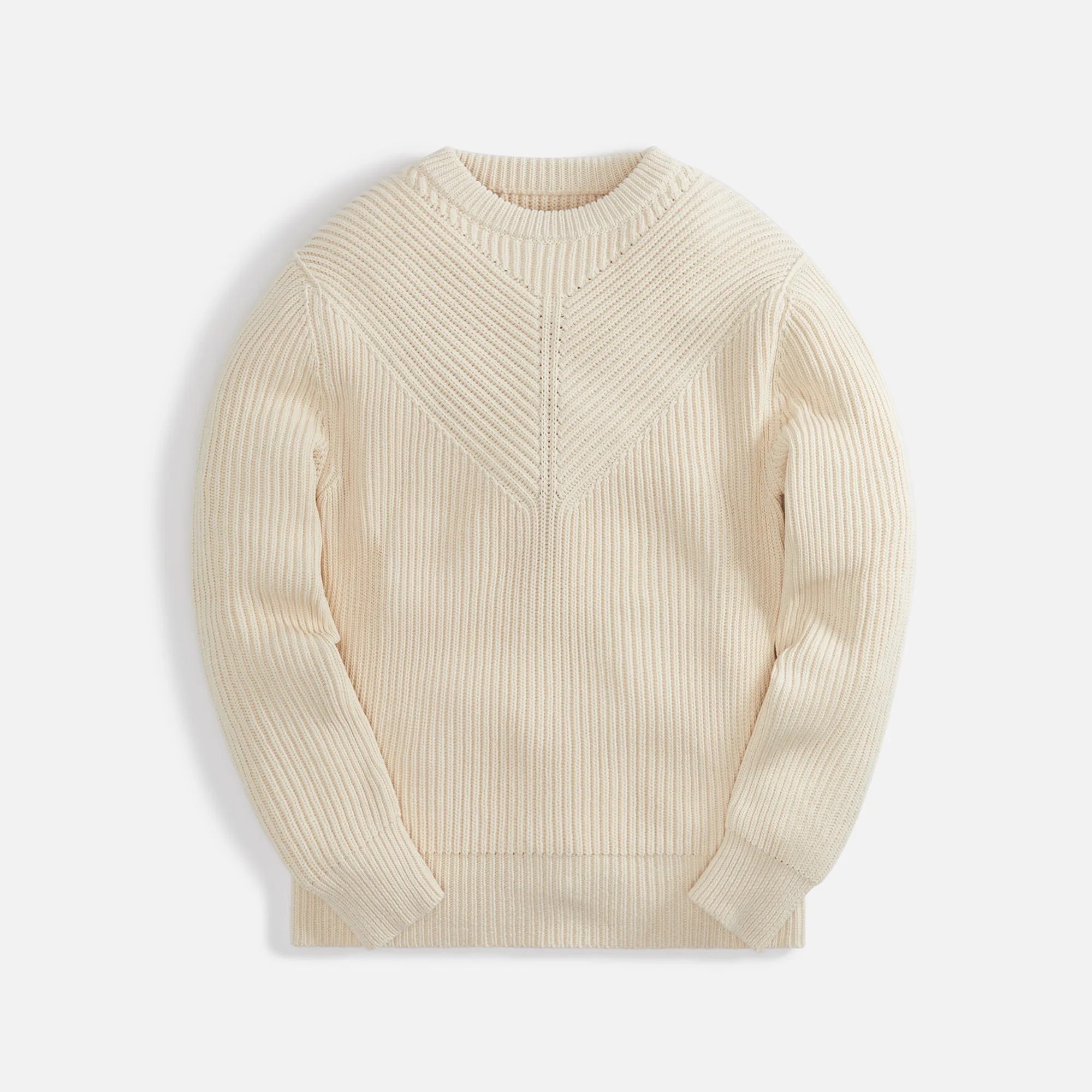 Jil Sander Cotton Coste Inglese Crew Neck Jumper V Rib Design - Chalk