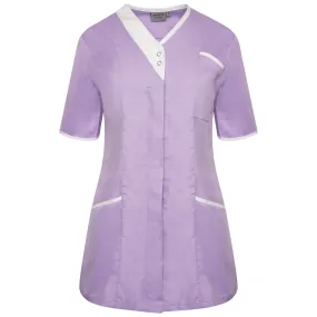 Lilac/White Trim Asymmetrical Ladies Tunic - NALT