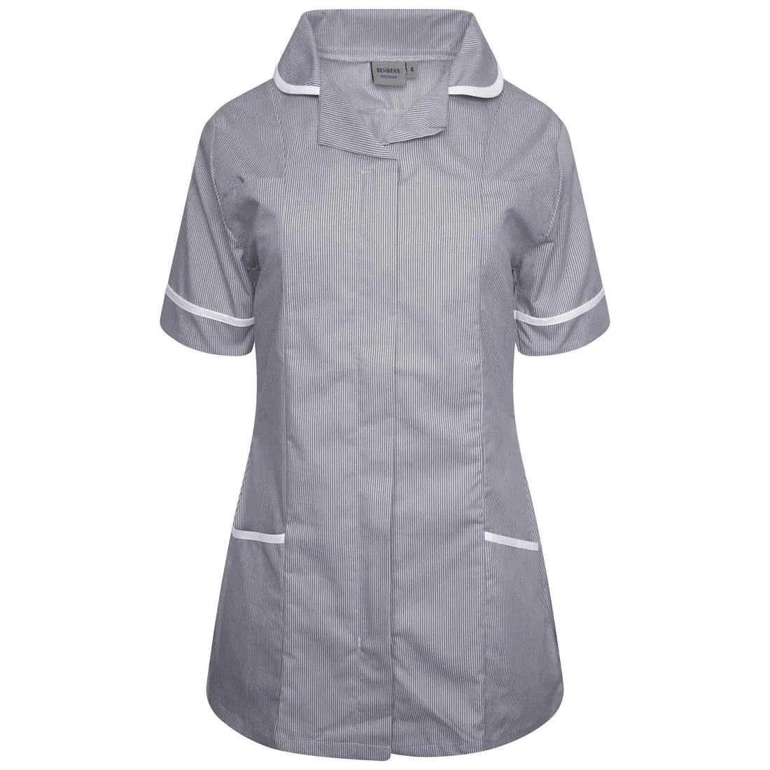 Navy/White Stripe/White Contrast Ladies Tunic with Round Collar - NCLTPS