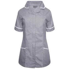 Navy/White Stripe/White Contrast Ladies Tunic with Round Collar - NCLTPS