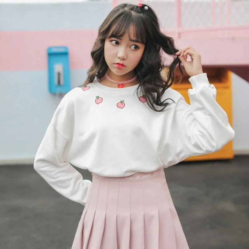 Peach Embroidered Sweatshirt