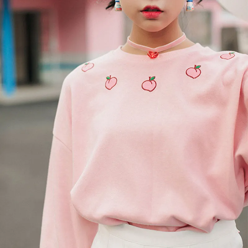 Peach Embroidered Sweatshirt
