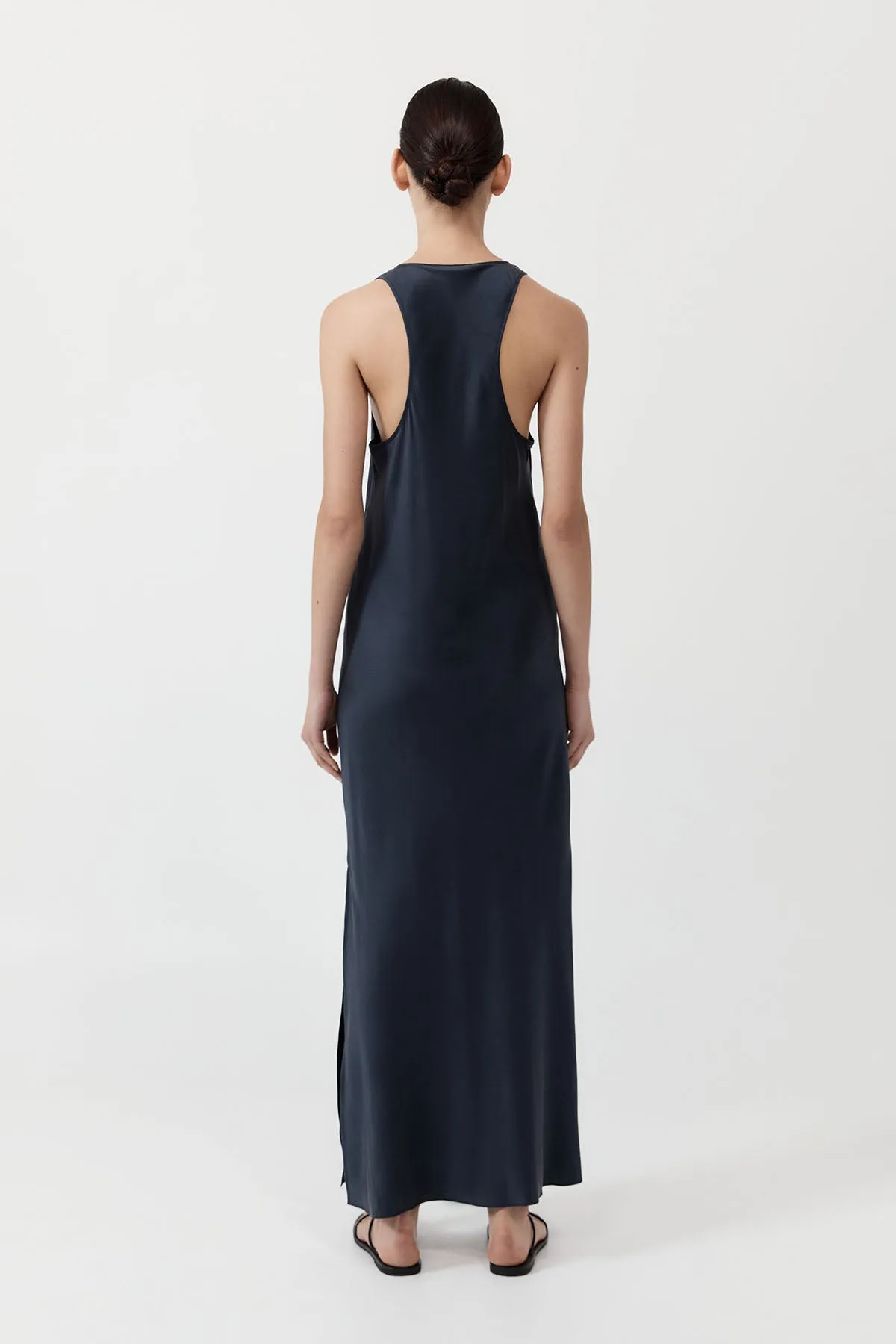 Soft Silk Bias Tank Dress - Inkwell