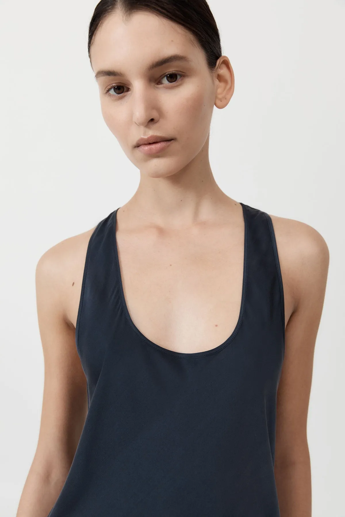 Soft Silk Bias Tank Dress - Inkwell